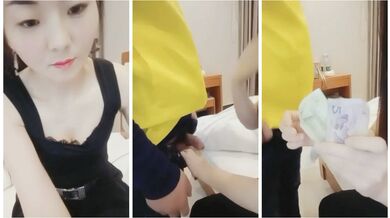 长得像香港演员万倚雯美少妇旅馆叫外卖勾搭害羞的美团外卖小哥啪啪对白有趣.